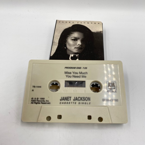Janet Jackson Miss You Much You Need Me Cassette Single 1989 A&M Records - Picture 3 of 5